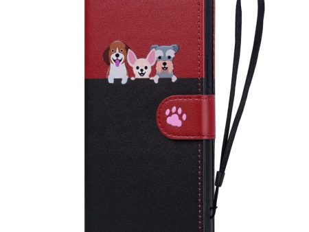 iPhone 15 Pro Flip Cover m. Kortholder   Ståfunktion   Strop -  Rød   Sort (Hunde) Discount