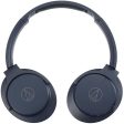 Audio-Technica ATH-ANC500BT QuietPoint Wireless Bluetooth Over-Ear Active Noise-Cancelling Headphones - Navy For Discount