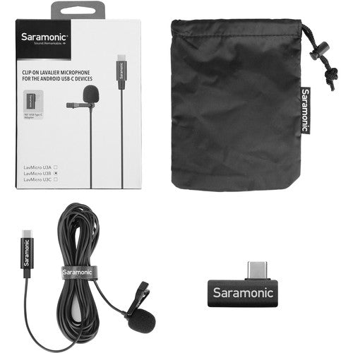 Saramonic LAVMICRO U3B Omnidirectional Lavalier Microphone w  USB Type-C Connector for Android Devices (19.6  Cable) Discount