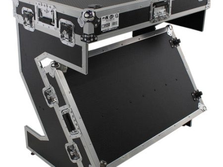 ProX XS-ZTABLEJR DJ Z-Table Junior Compact Workstation Flight Case w  Table & Wheels - Silver on Black Cheap