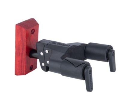 Hercules GSP38WBR+ Auto Grip Universal Guitar Hanger For Wall Mounting w  Wood Base Short Arm - Burgundy Red on Sale