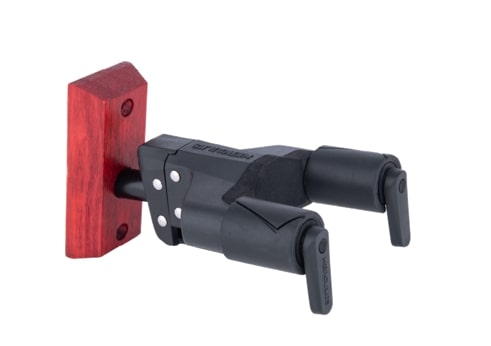 Hercules GSP38WBR+ Auto Grip Universal Guitar Hanger For Wall Mounting w  Wood Base Short Arm - Burgundy Red on Sale