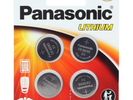 Panasonic CR2032 3V Lithium Coin Cell Battery - 220mAh, 4-Pack Supply