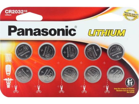 Panasonic CR2032 3V Lithium Coin Cell Battery - 220mAh, 10-Pack Fashion