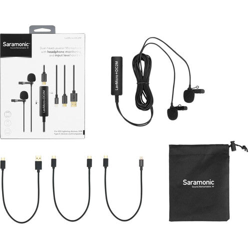 Saramonic LAVMICRO-PLUS-DC2M Dual Omnidirectional Lavalier Microphone with Monitoring for iOS, Android & Computer For Sale