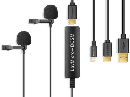 Saramonic LAVMICRO-PLUS-DC2M Dual Omnidirectional Lavalier Microphone with Monitoring for iOS, Android & Computer For Sale