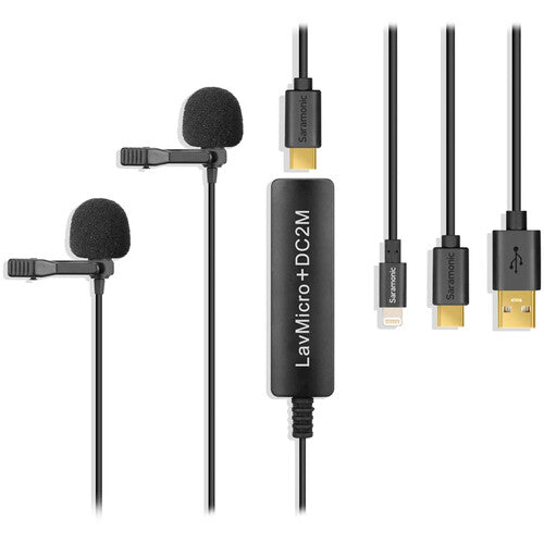 Saramonic LAVMICRO-PLUS-DC2M Dual Omnidirectional Lavalier Microphone with Monitoring for iOS, Android & Computer For Sale